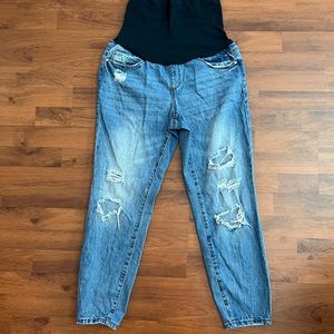 Maternity boyfriend distressed denim pants